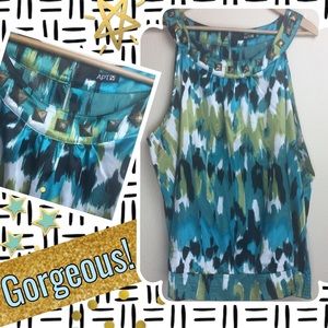 Apt. 9 Tank Top Blue Watercolor W/ Elastic Waist