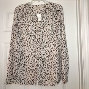 Loft Button-down top in cheetah print