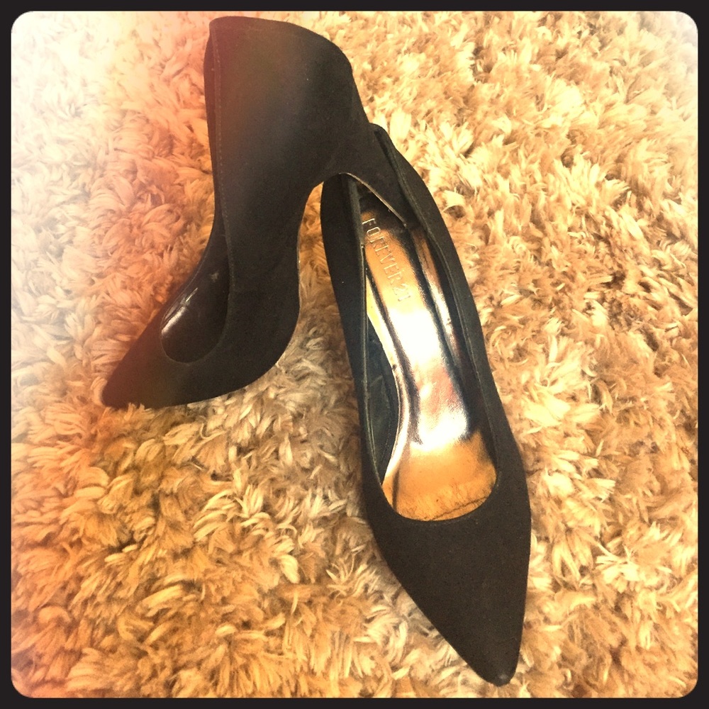 Black suede like heels