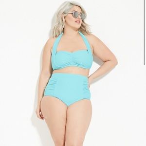 Plus Size Aqua High Waisted Bikini