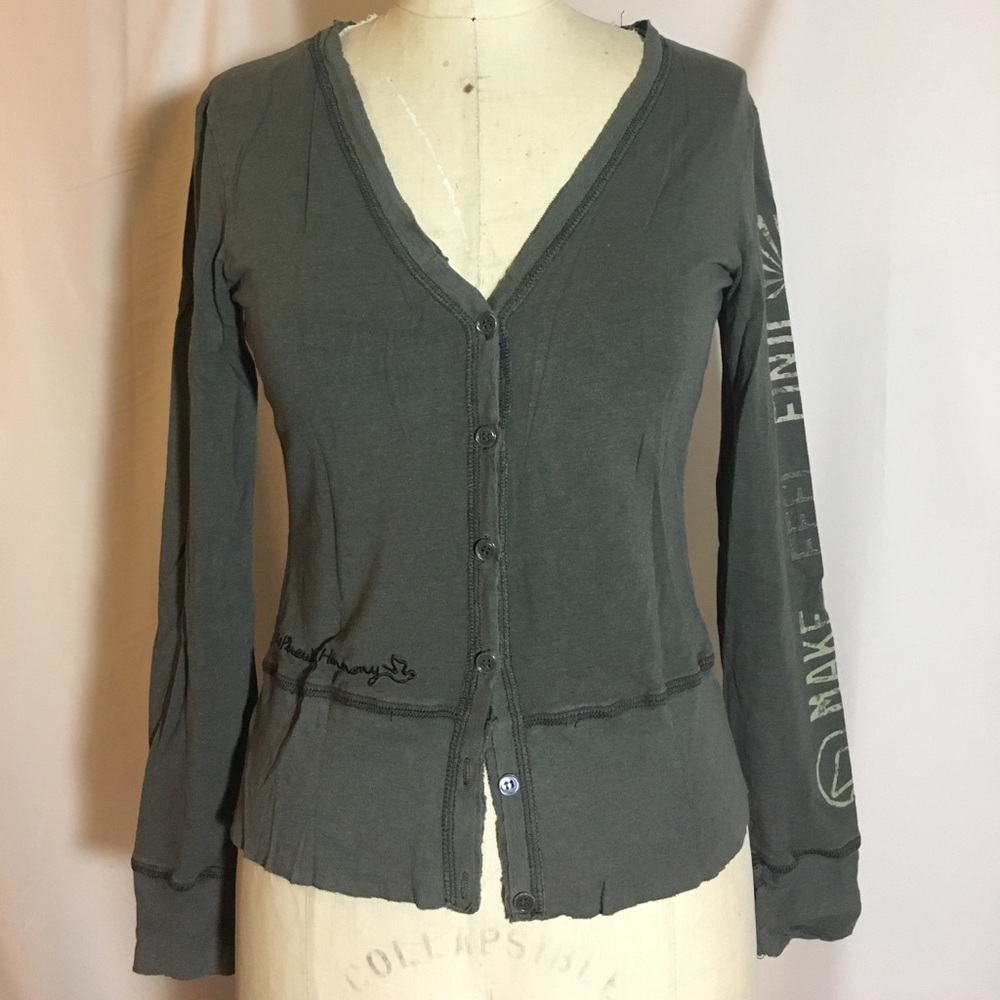 Long sleeve organic cotton jersey cardigan