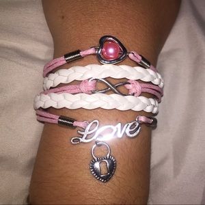 Love lock, Heart Infinity 5 piece braided bracelet