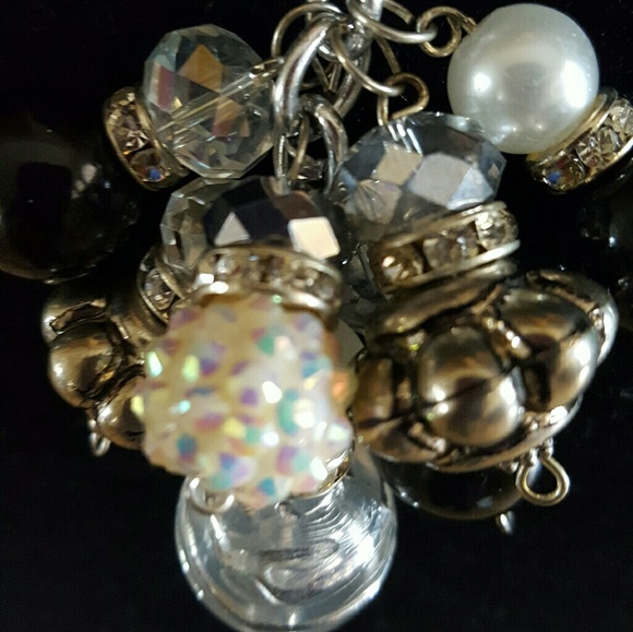 Necklace cha cha style pearls Black & White - Picture 3 of 3