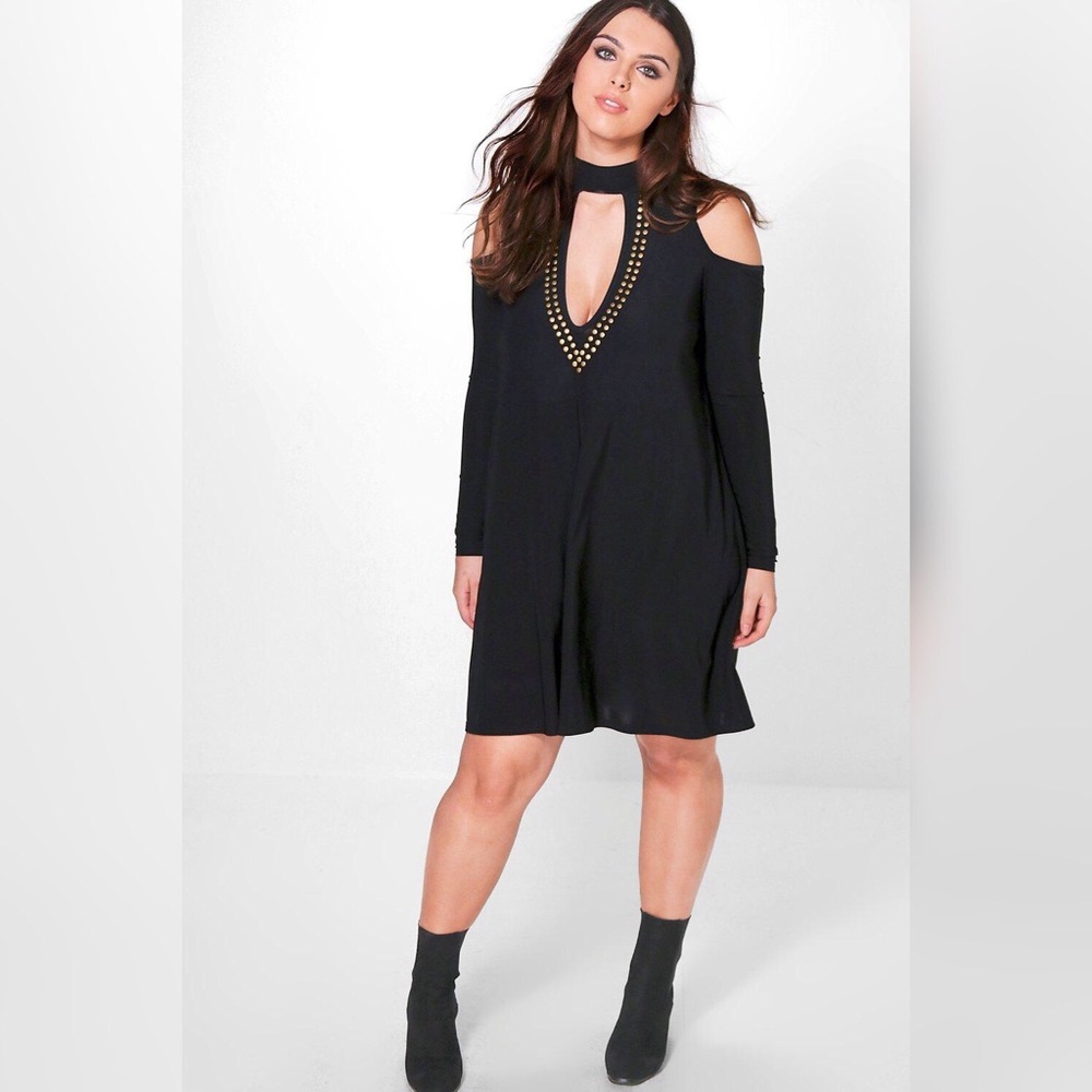 Sexy deep V cut  swing dress