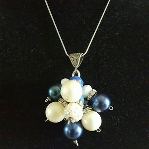 Necklace Cha Cha style, Navy Blue pearls
