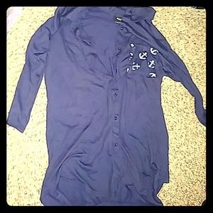 Rue 21 Navy Blue button down blouse