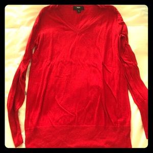 Red v-neck sweater
