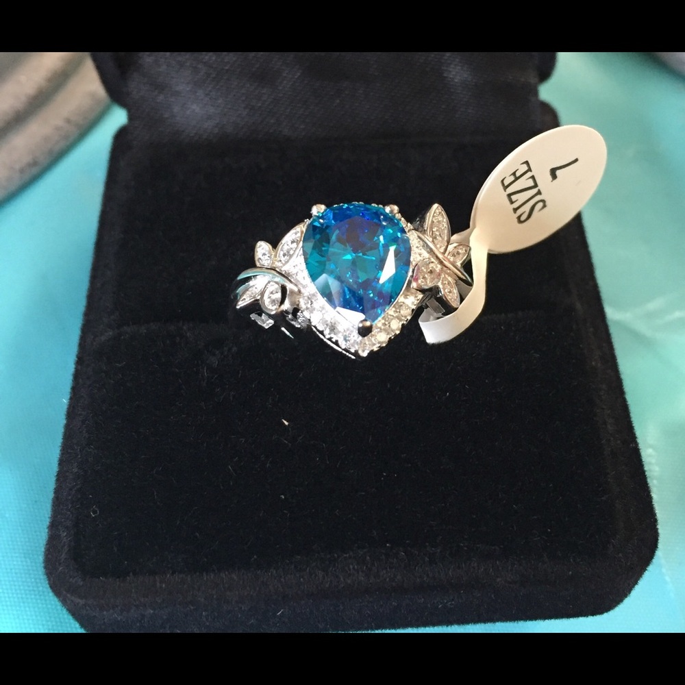 Swiss blue topaz sterling silver rings