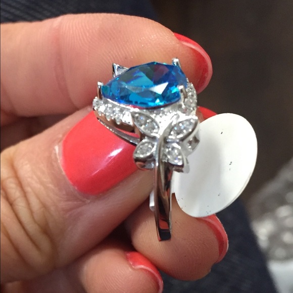 Swiss blue topaz sterling silver rings - Picture 2 of 4