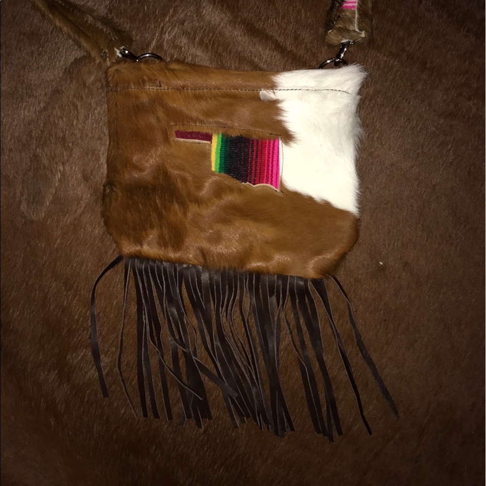 Cowhide/Oklahoma cross body purse