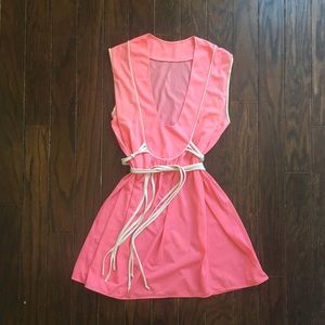 Sweet and sexy VINTAGE pink dress w/cream piping