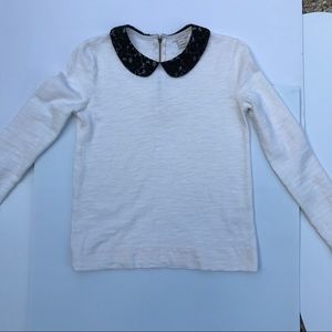 Cream blouse with black laced collar