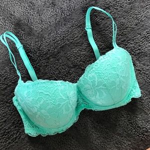 Turquoise Lace Balconette Bra