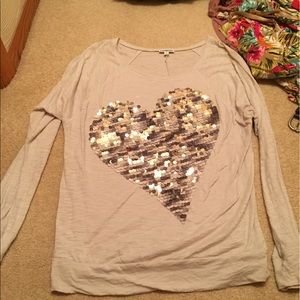 Express heart sequin shirt.