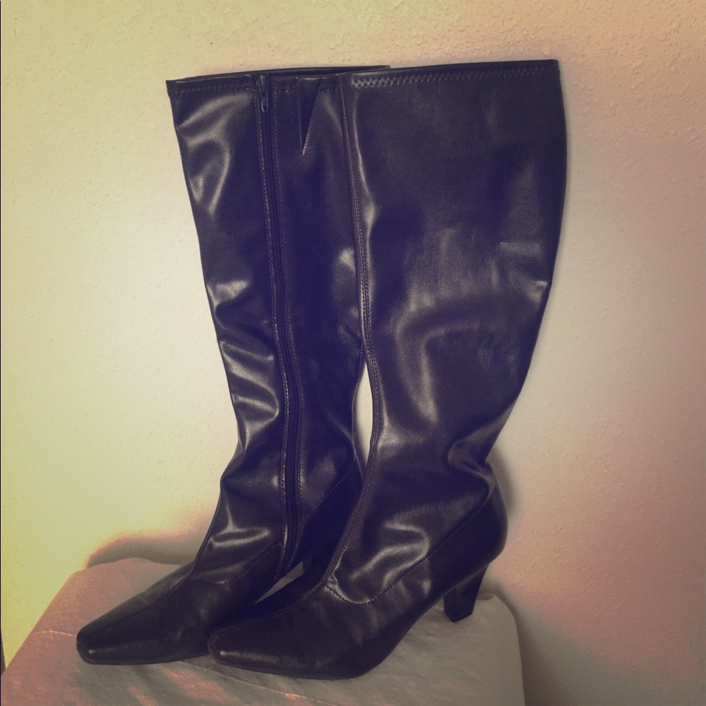 Tall modest-heeled boots