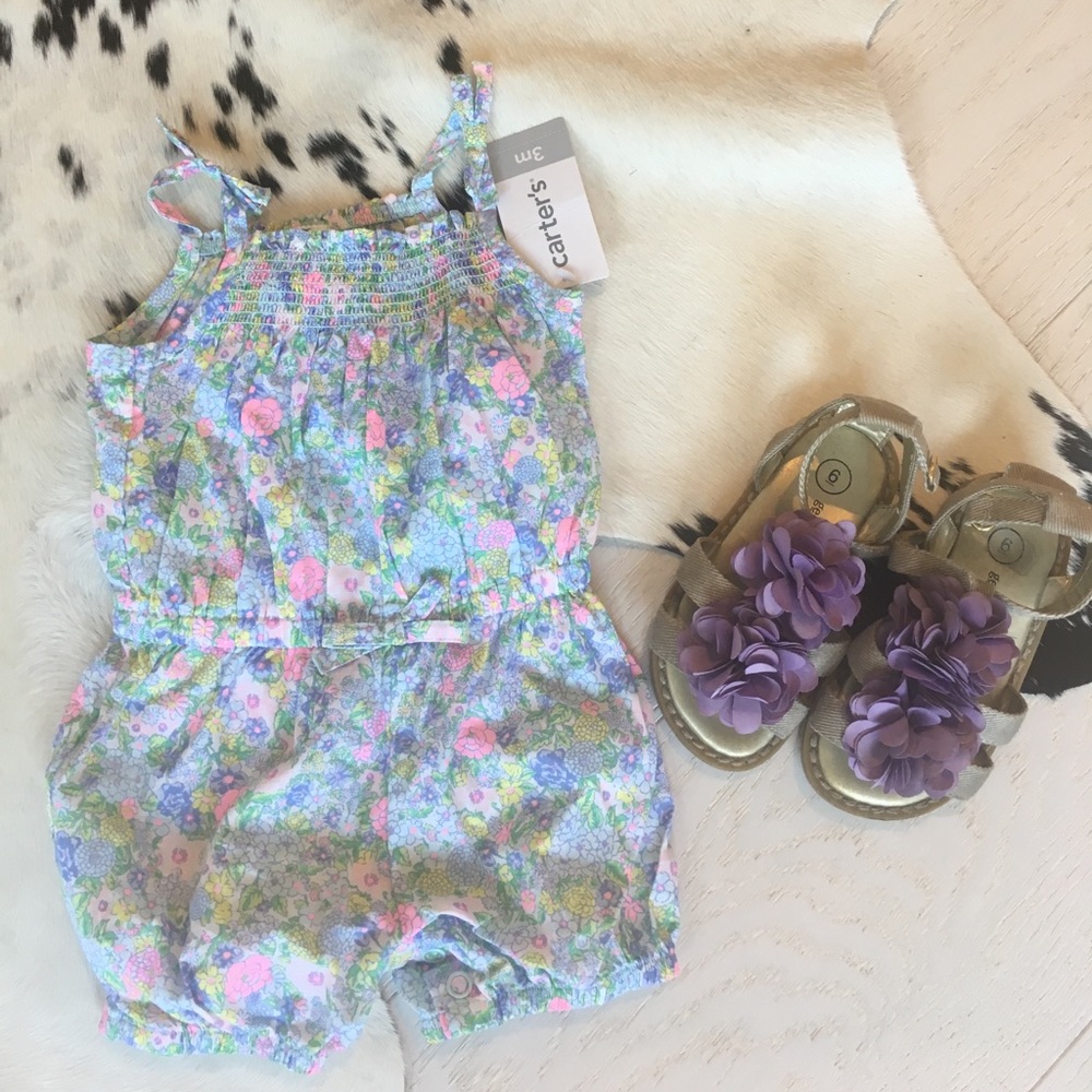 Carter's floral baby girls romper