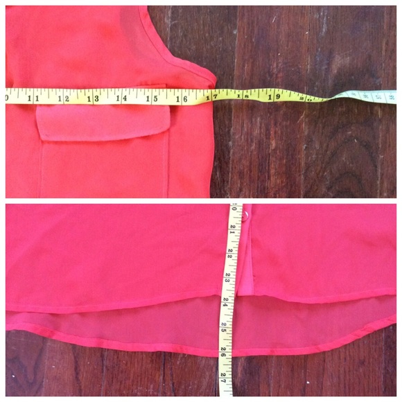 Coral Sheer Button Down Sleeveless - Picture 5 of 6