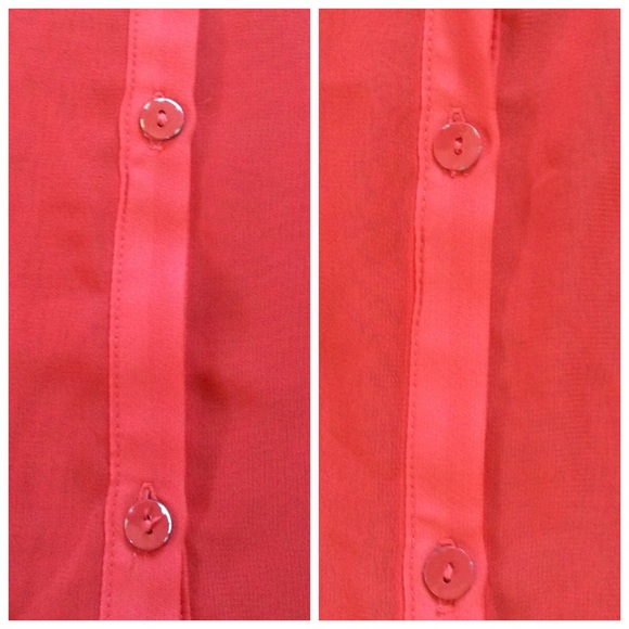 Coral Sheer Button Down Sleeveless - Picture 6 of 6