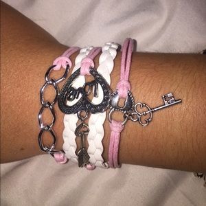 Love, Key, Lock 5 piece braided bracelet