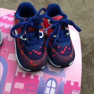 Blue and white air maxes