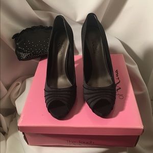 The Touch of Nina peep toe satin wedding heels