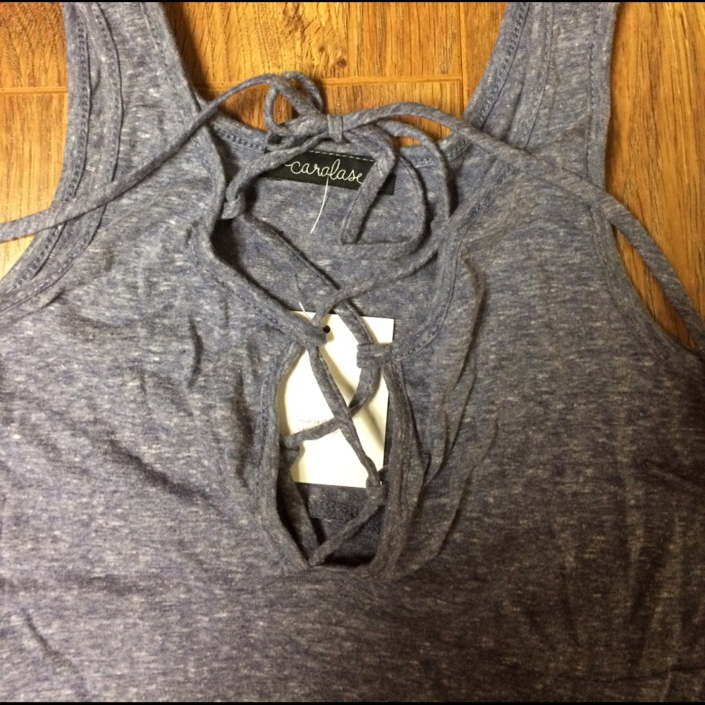 Caralase lace up blue tank - Picture 3 of 6
