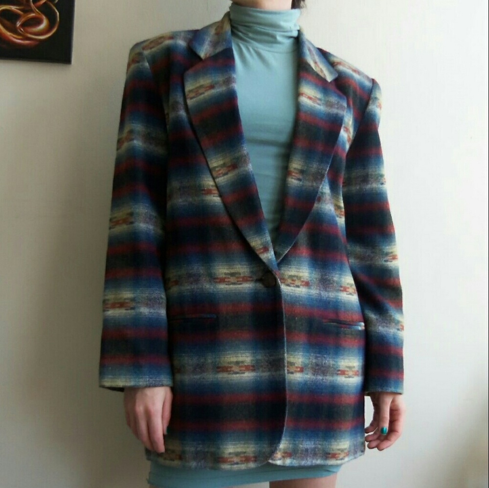 Southwestern Blanket Patterned Long Blazer