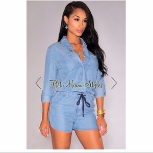 Denim Long Sleeves Romper
