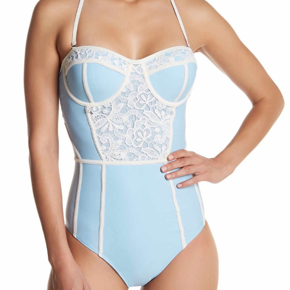 Colorblock Lace One Piece Swimsuit