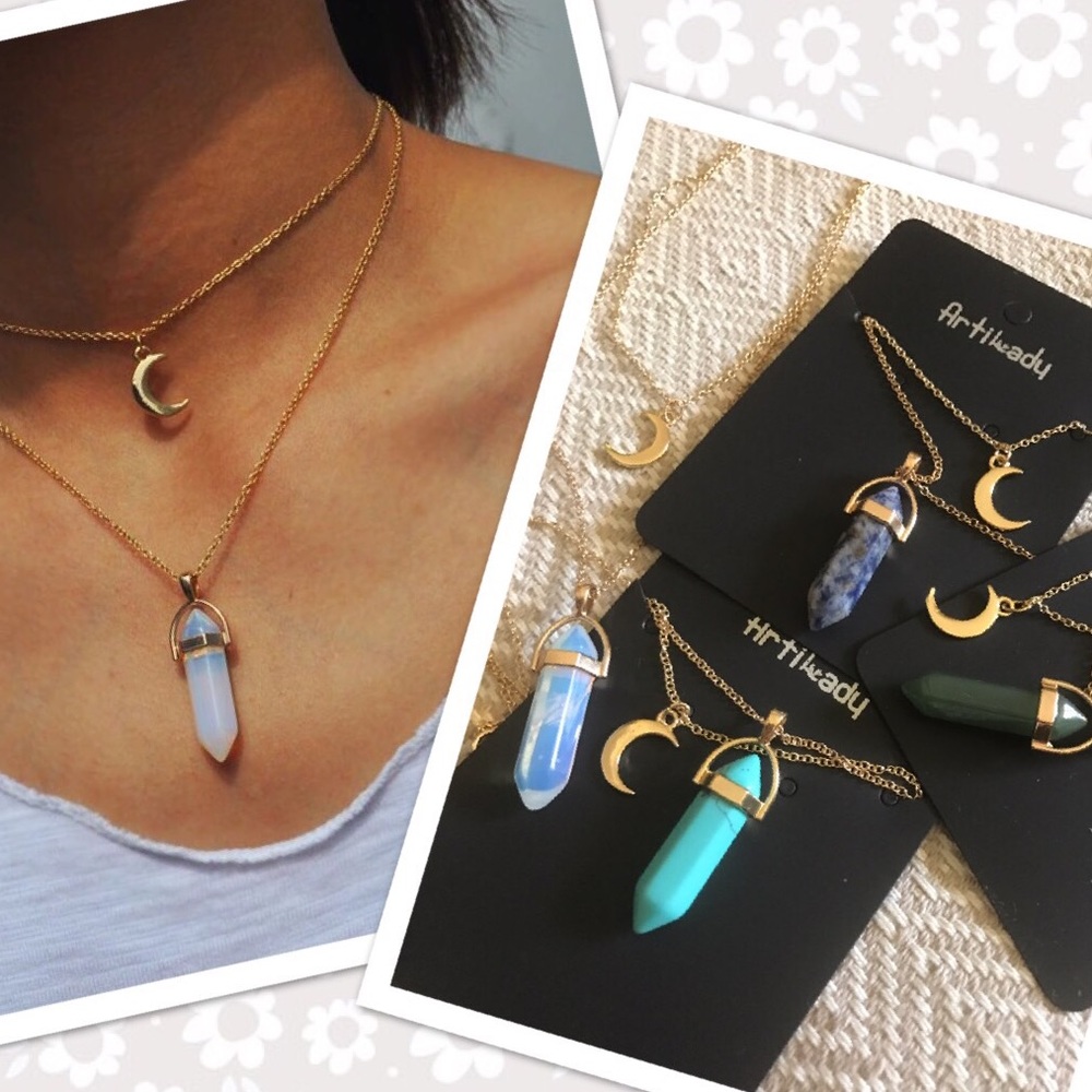 Sale❤️Stone choker necklace moon charm new boho