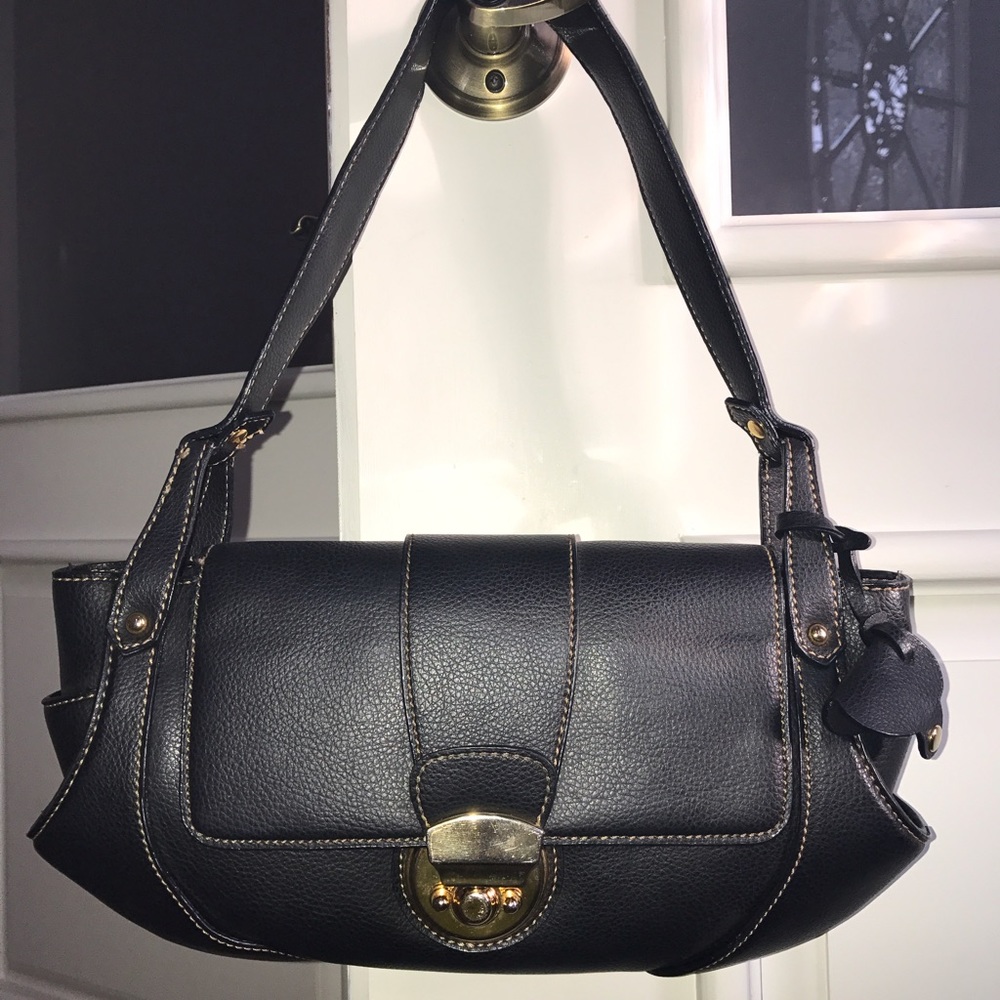 Black leather shoulder bag