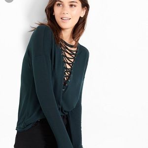 ::SOLD ON MERC:: green lace up shirt