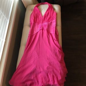 Tadashi Hot Pink Chiffon Halter Cocktail Dress