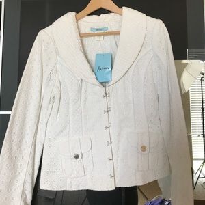 NWT Marciano white lace blazer cotton for spring