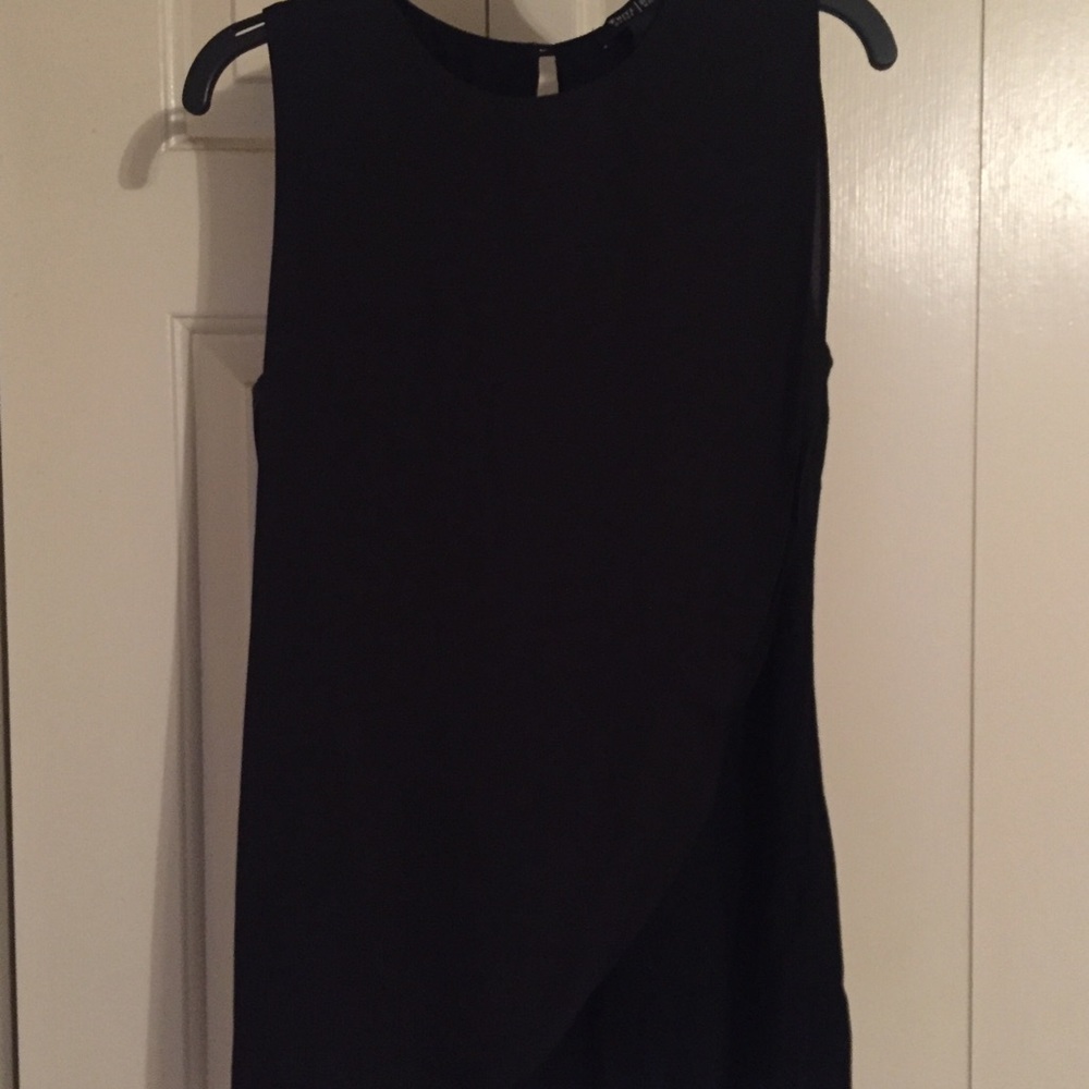 Black Asymmetrical Business Top