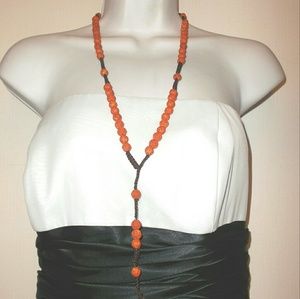 Rosary Beads Necklace in Orange Flowers