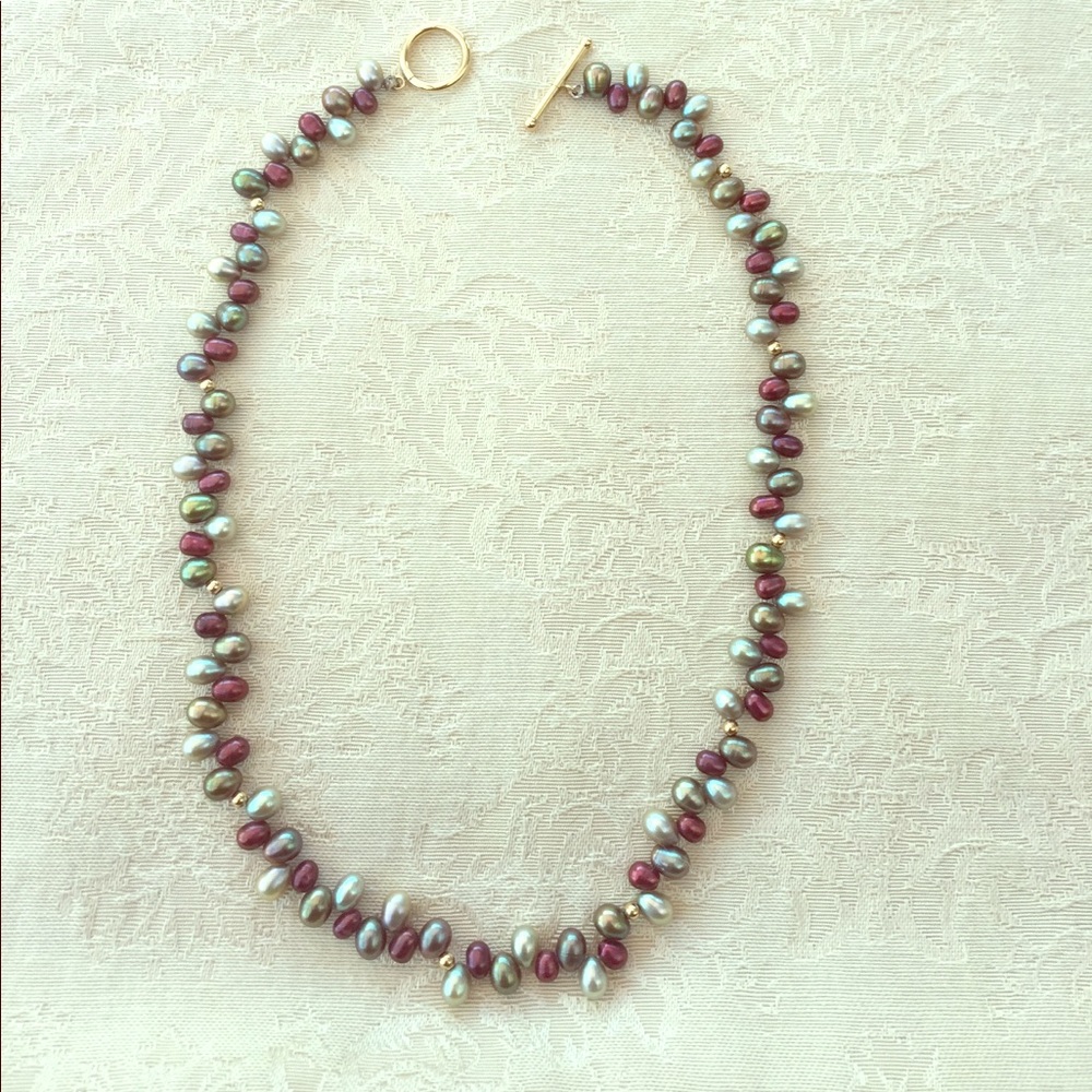 Colored potato pearls necklace