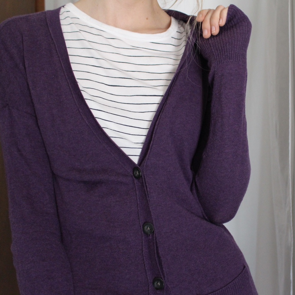 Purple cardigan