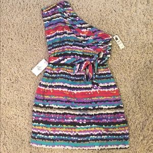 NWT Laundry One-Shoulder Dress with Tie - size 12