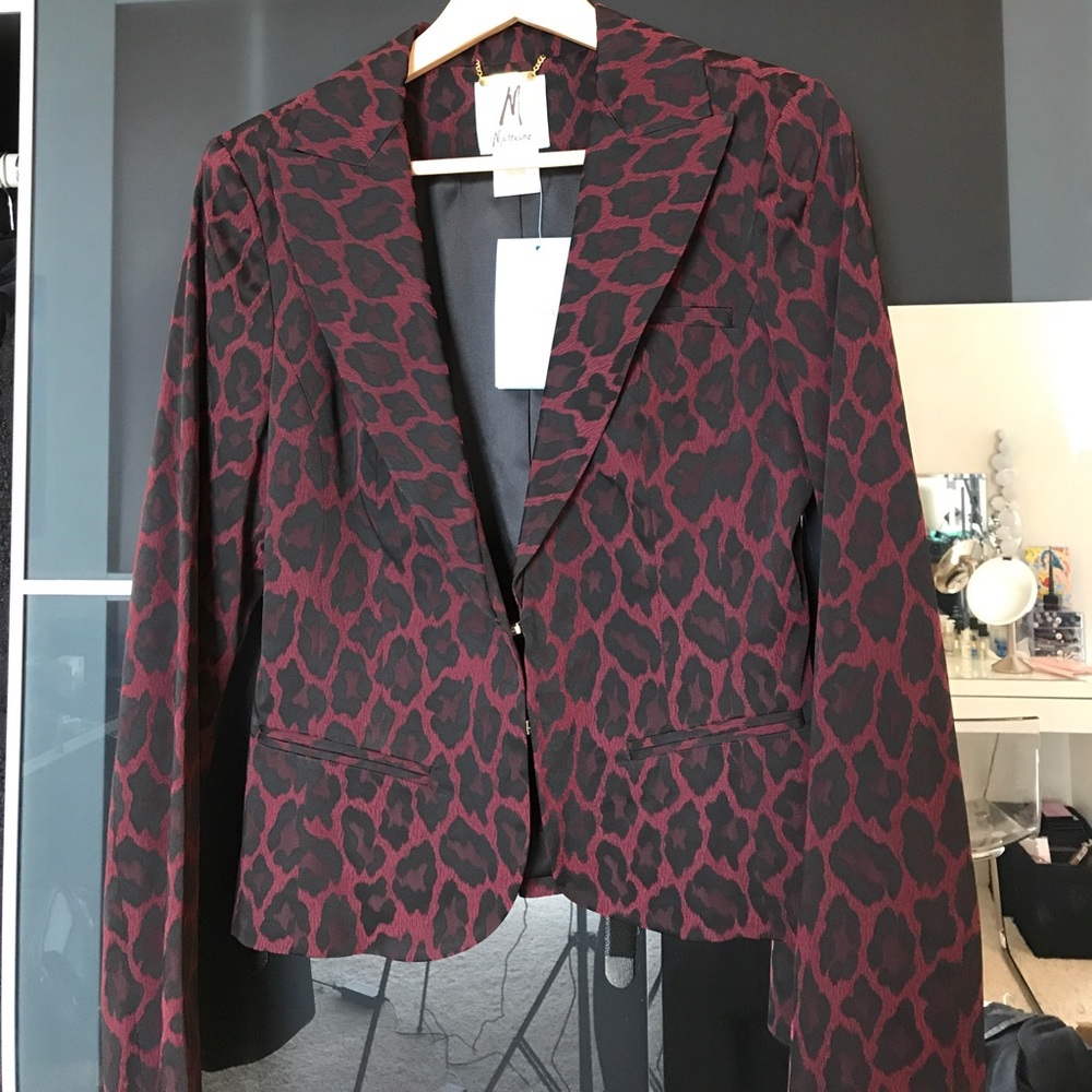 NWT Marciano leopard print black red blazer