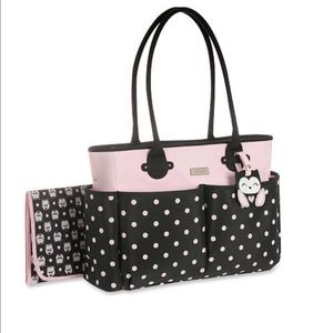 Carter's Tote Diaper Bag with Owl Tag Black/Pink