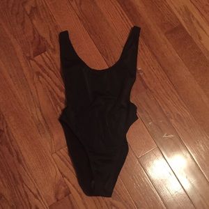 Black one piece bathing suit