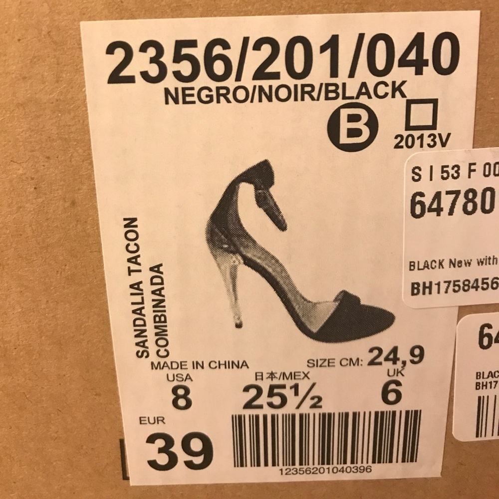 {Zara} Euro Sz 39/US 8 Black/Gold Metallic Heels - Picture 7 of 7