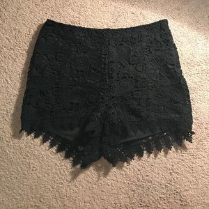 Black lace shorts