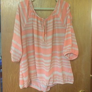 Peach and Tan Sheer Top