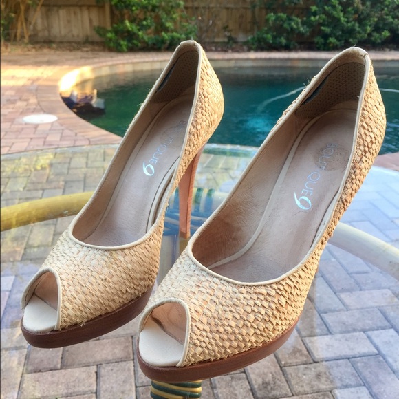 Straw peeptoe heels by Boutique 9 - Picture 2 of 4