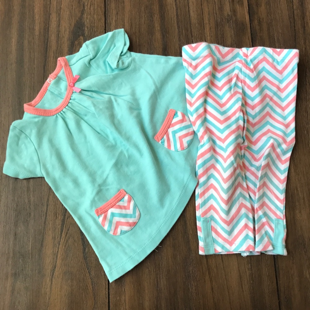 Baby Outfit - Blue & Pink 🌷