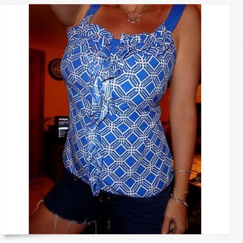 BANANA REPUBLIC Sleeveless Blue Bow Blouse Top! M