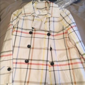COACH Tattersall Multi Color Trench Coat