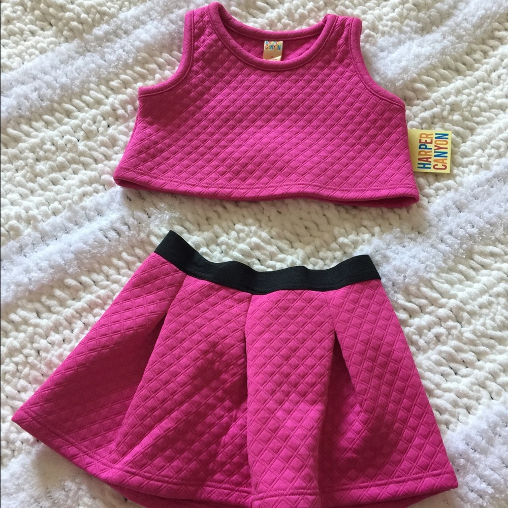 Hot pink skirt and crop top